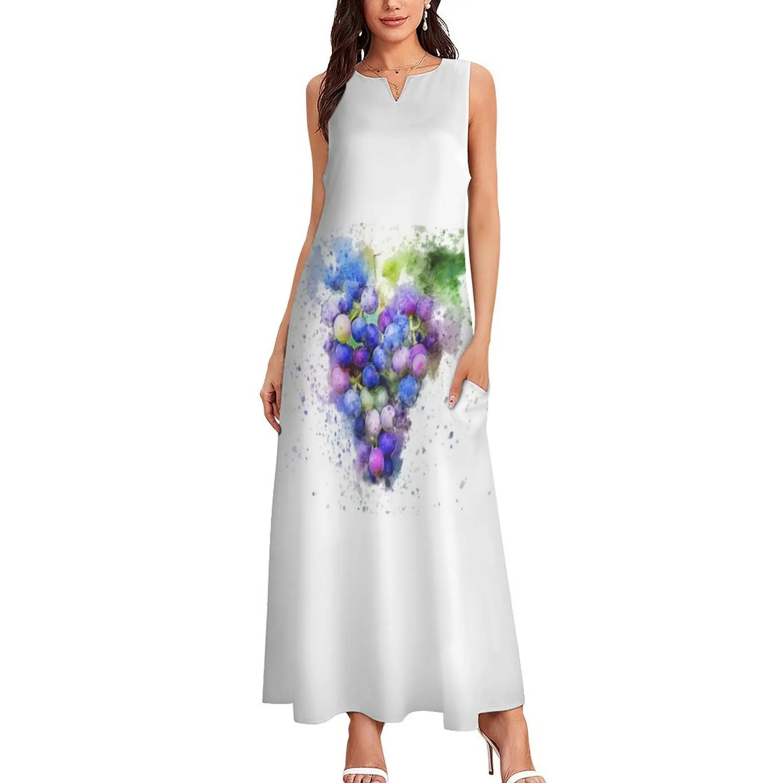 فستان طويل من Grape Splash فساتين نسائية فضفاضة أنيقة فستان بأشرطة ملابس نسائية ملابس نسائية كورية أنيقة