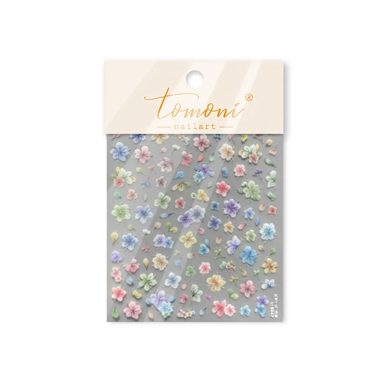 Autocollants pour ongles en feuille d'or 5D, fleurs séchées, Simulation en relief, pétale Floral, plante, décalcomanies adhésives de printemps, décorations de manucure