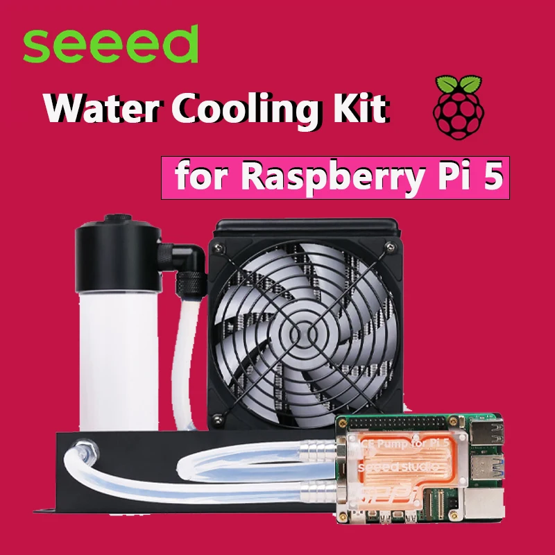 

Комплект водяного охлаждения для Raspberry Pi 5, закрывающий все источники тепла. С RGB-цветной подсветкой управляет полностью загруженным RPi 5. около 40. ℃