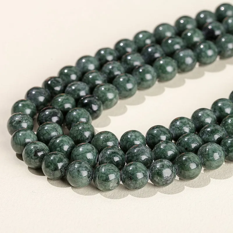 Naturstein dunkelgrüne Jade Jaspis Perlen runde lose Abstand halter 6 8 10mm für Schmuck herstellung DIY Halskette Armband Zubehör