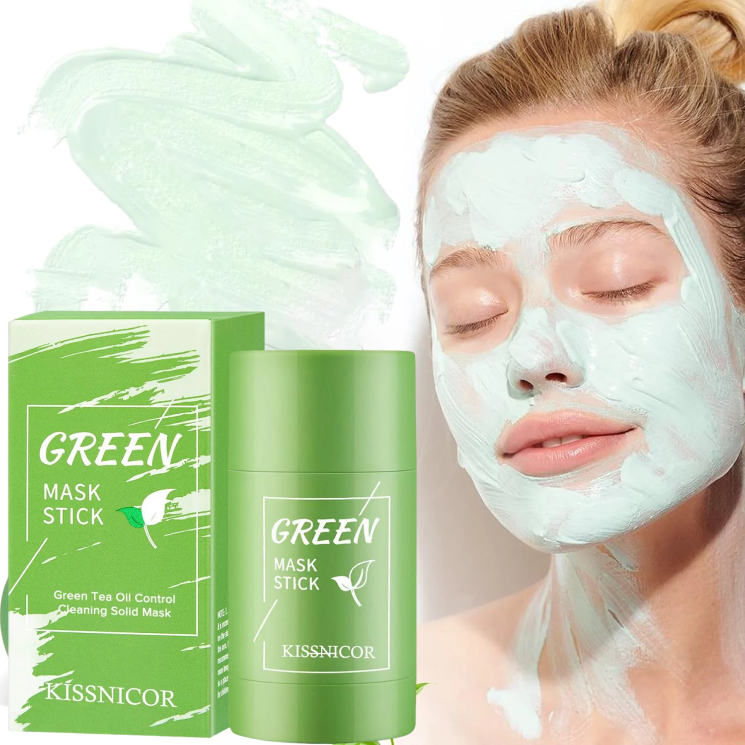 Green Tea Solid Cleansing Mask for Acne Blemish Mark Removal Blackhead Removal Hydrating Mud Mask fine smooth Small light 40g