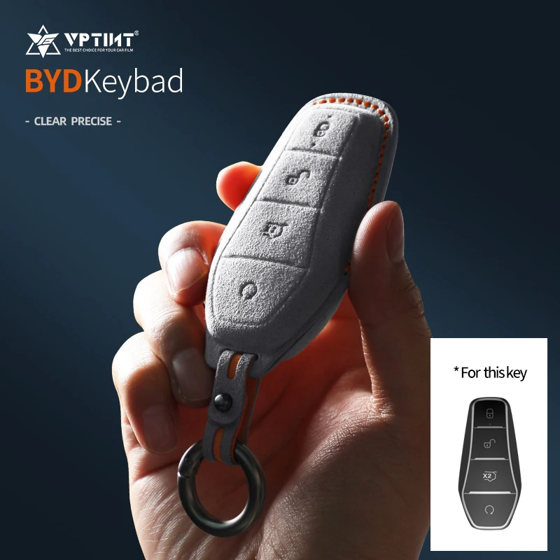 

vptint Remote control TPU suede car key for BYD Atto 3 Han EV Dolphin Remote Control Protection Cover Keychain Car Accessories