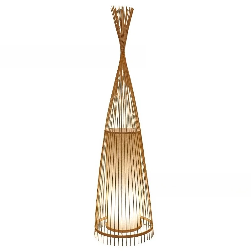 

Напольная лампа, плетеная из бамбука, в стиле дзен, для спальни в гостевом доме