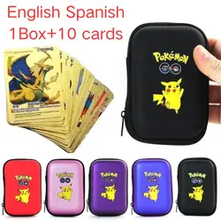 1 Box mit 10 Pocket Monsters Goldfolienkarten VMAX GX-Karten Englisch Spanisch Pikachu Charizard Arceus Bunte Pocket Monsters-Karte