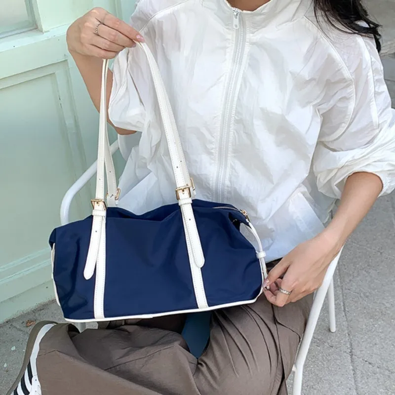 2024 New Nylon Large Capacity Shoulder Bag Women Casual Simplicity Big Commuting Handbags Korean Fashion Solid Color Handbags