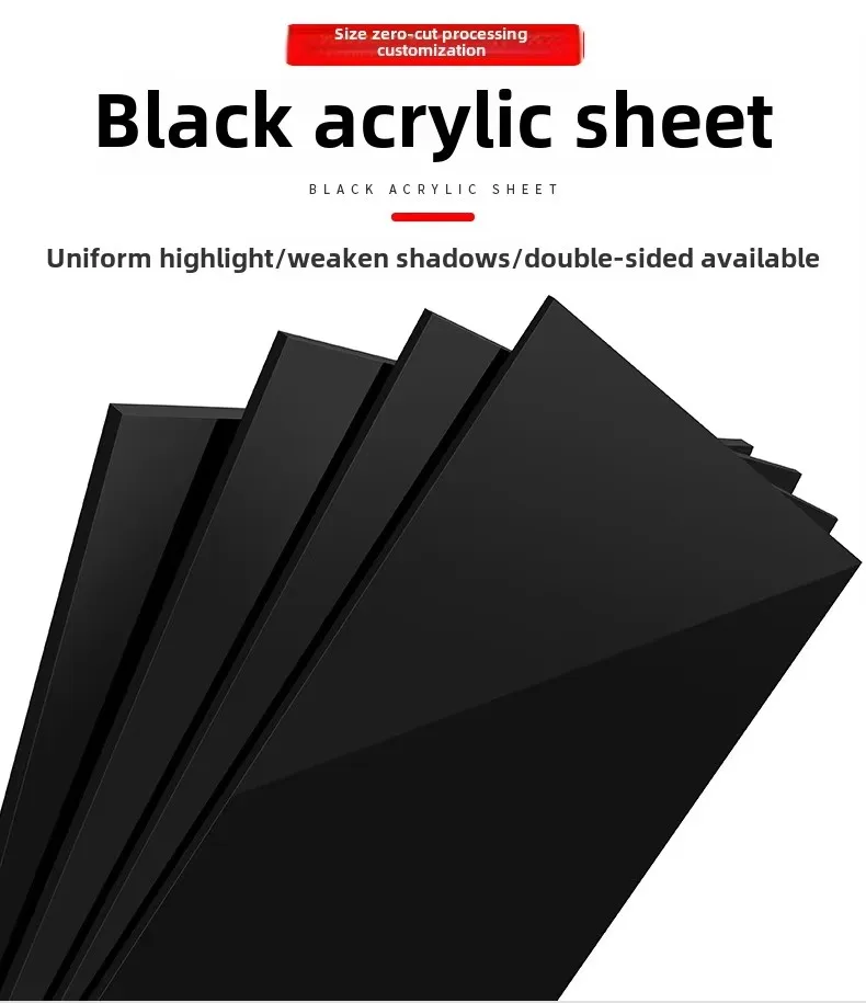 Mirror Black Acrylic Sheet Clear Reflective Methacrylate Board for DIY Craft Sign Table Number Custom Cut PMMA Plate