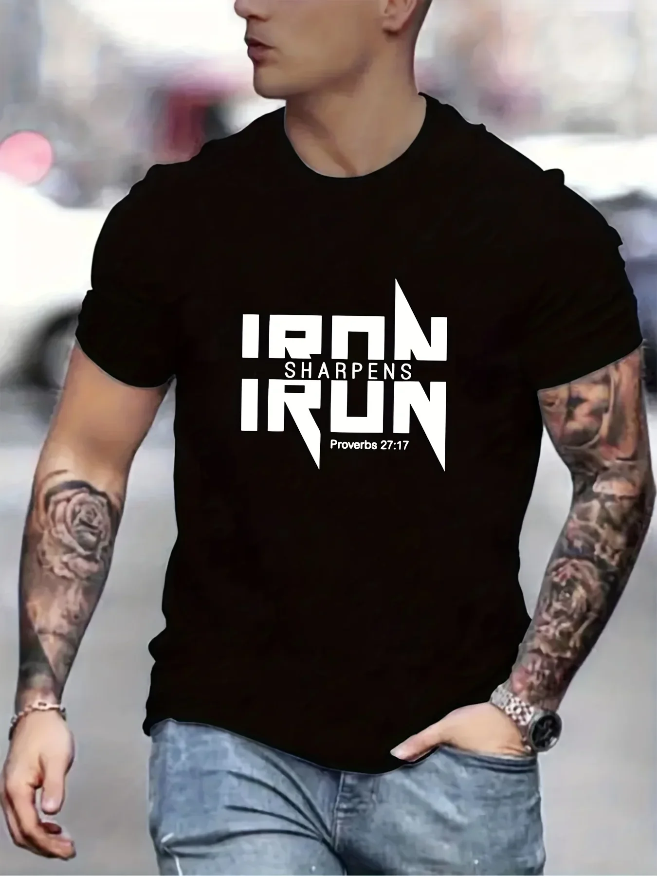 Modisches Neues 3D-Buchstaben-Druck Kurzarm-T-Shirt im Schlichten Stil für Herren Outdoor Streetwear Rundhals-T-Shirt Vintage Hip-Hop Oberteil