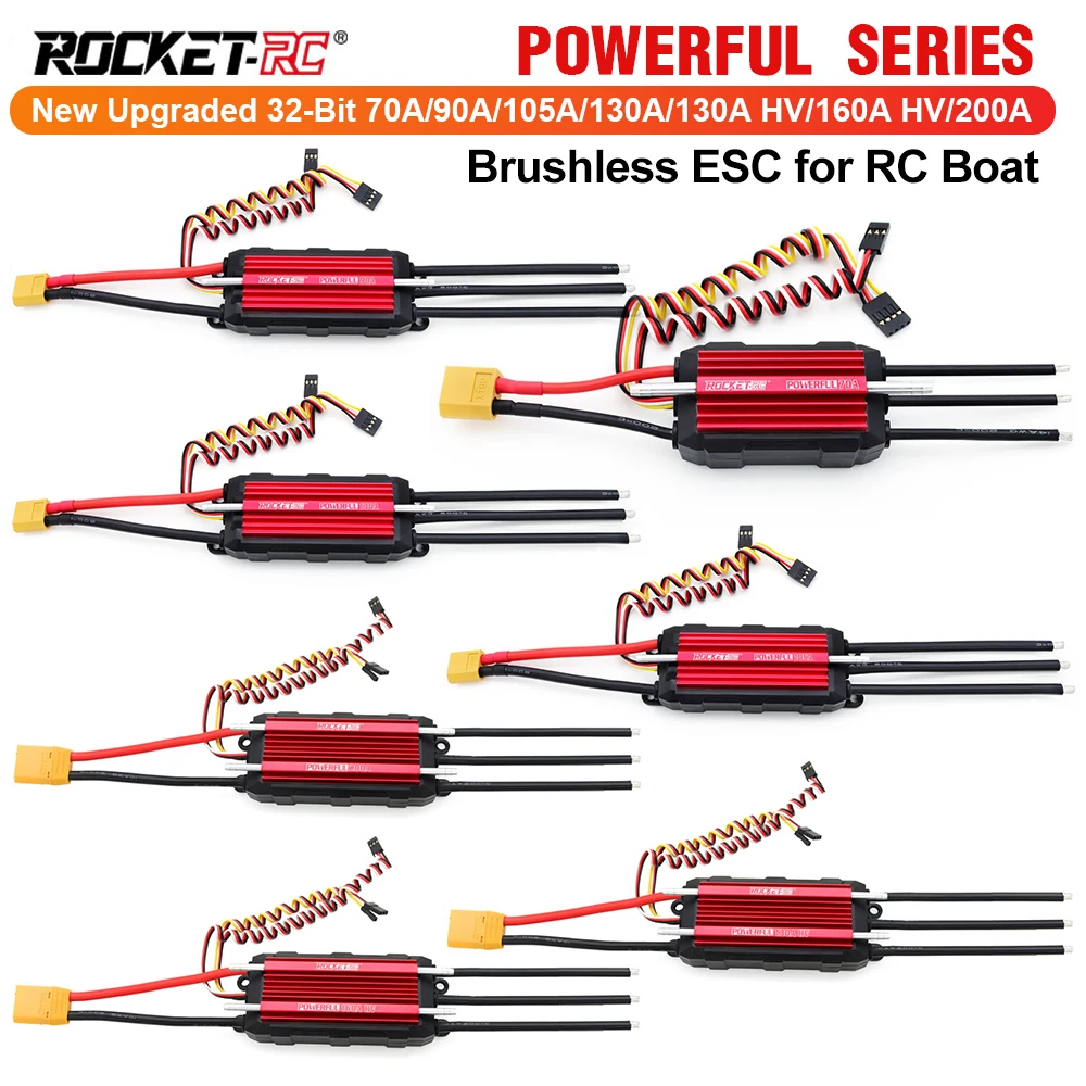 ROCKET-RC POWERFUL BOAT ESC/ESC-HV New 32-Bit Brushless ESC 70A/90A/105A/130A/130A HV/160A HV/200A Fully Waterproof for RC Boat