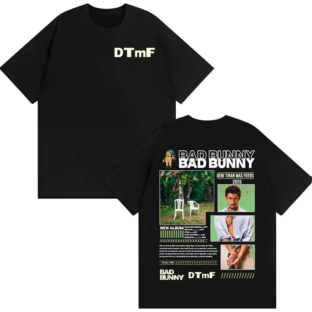 Debi Tirar Mas Fotos DTMF Print T-Shirt Rapper Bad Bunny Album Cover Grafik T-Shirt Herren Damen Hochwertiges Casual Baumwoll-T-Shirt