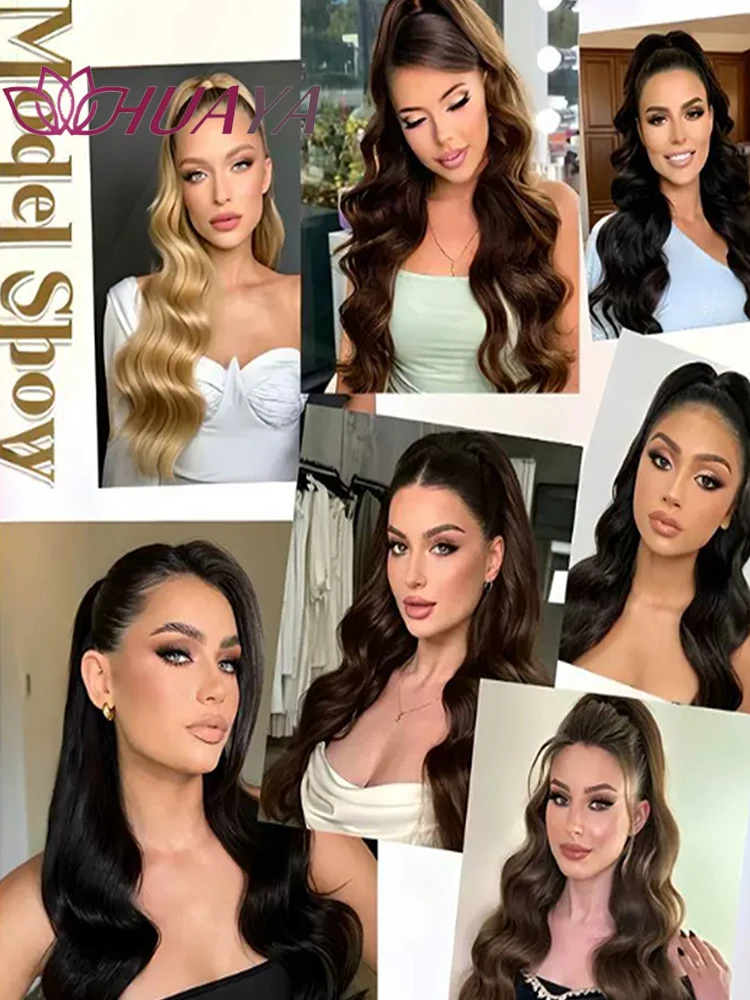 Wrap‑Around Water Ripple Wavy Ponytail Hair Extensions Synthetic Curly Ponytail Wig Natural Hair Piece For Women Daily Party