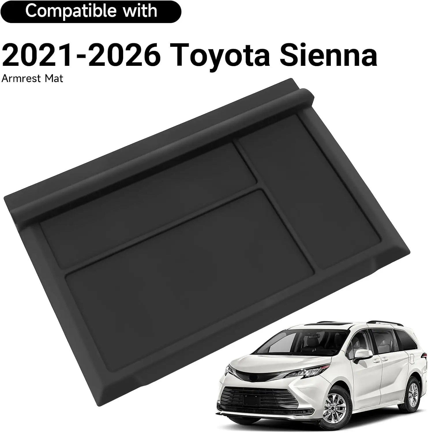 Center Console Tray Liner Compatible For Toyota Sienna 2021-2025 2026 LE/XLE/XSE/Limited/Platinum Accessories, Silicone Center - view 5