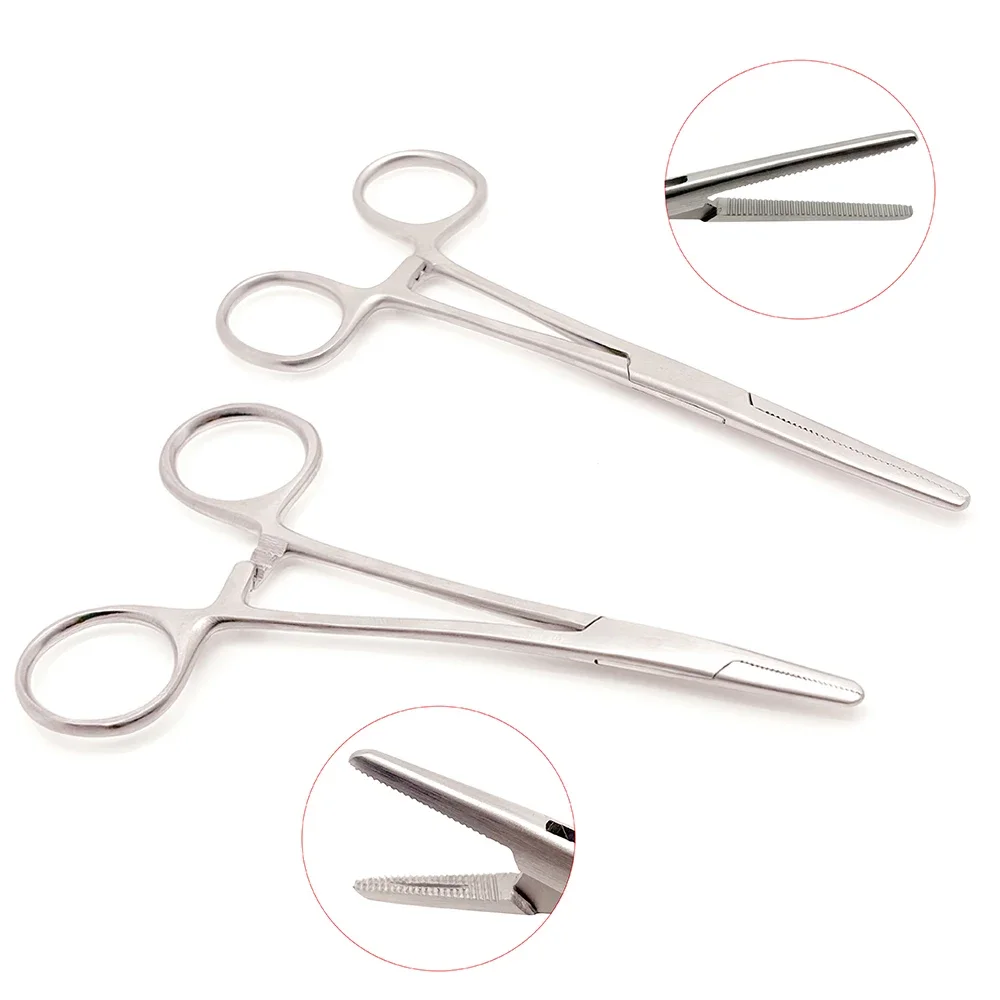 Stainless Steel Needle Holder Pliers Hemostatic Forceps Surgical Hemostat with Straight Tip Locking Clamps for Medical Use