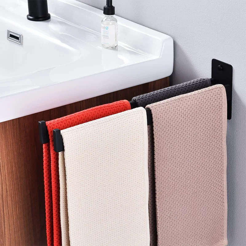 

Bathroom Towel Rack Stainless Steel Holder Wall Black Double Towel Rack Hand Bar Towel Hanger Ladder Holder Bathroom Accessories