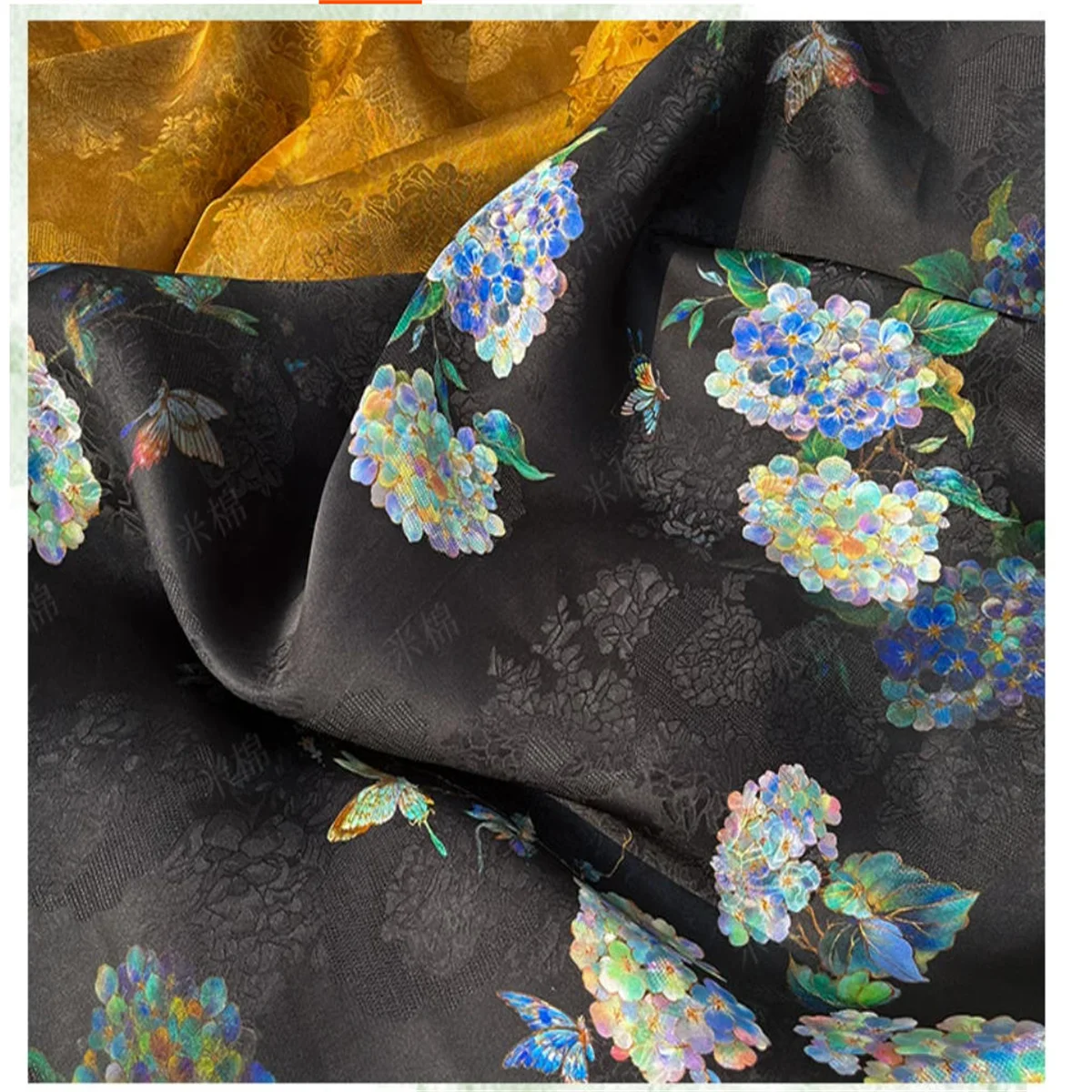 Embroidered ball printed silk jacquard fabric, handmade fabric for new Chinese style shirts, vests, cheongsams