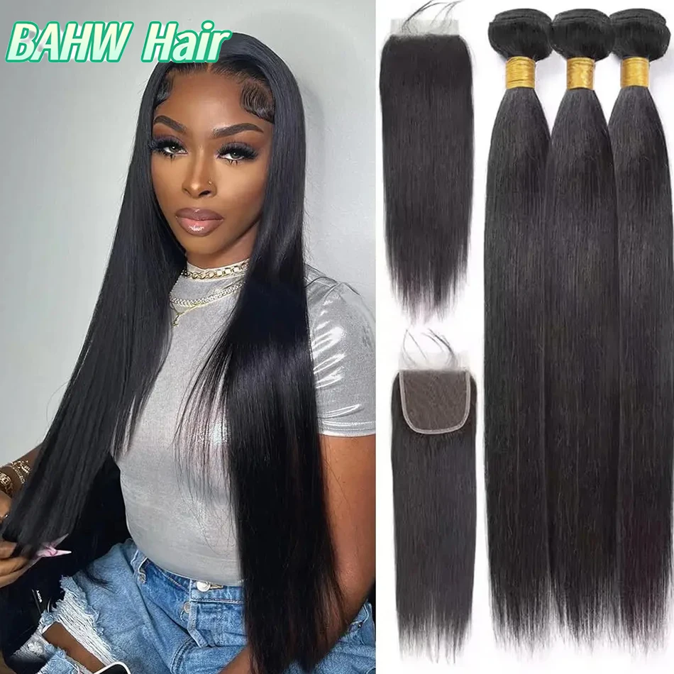 extensions-lisses-avec-closure-4x4-en-dentelle-cheveux-humains-bresiliens-3-paquets-avec-closure-couleur-naturelle-pour-femmes-noires