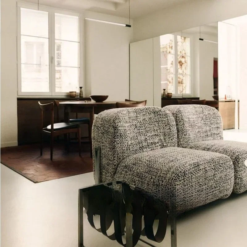 Classic retro designer metal wind single snowflake fabric wabi sand wind sofa