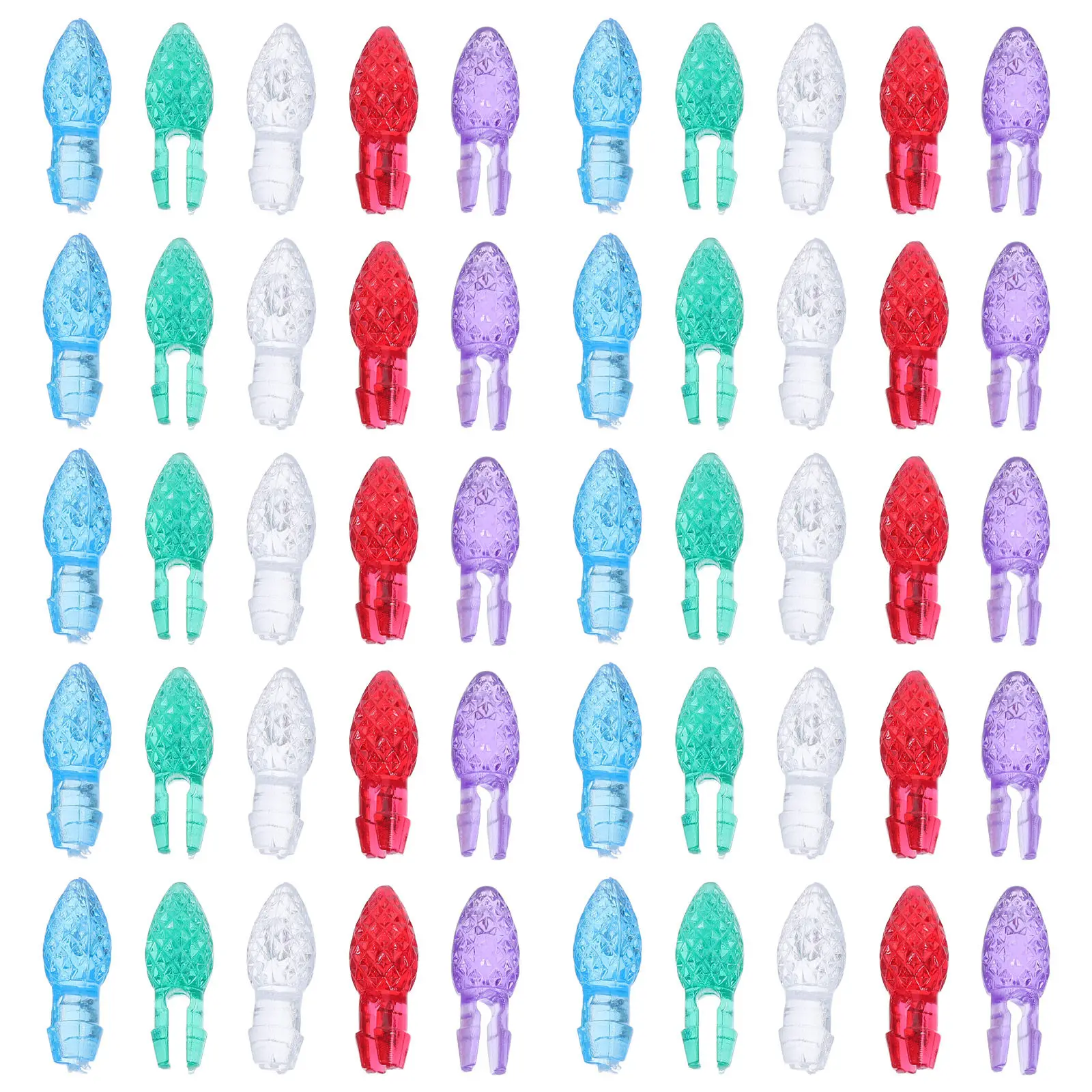 100Pcs Christmas Tree Replacement Bulbs Multicolor Pointed Tip Plastic Light Up Bulbs for Indoor Ceramic Xmas Tree Replacement