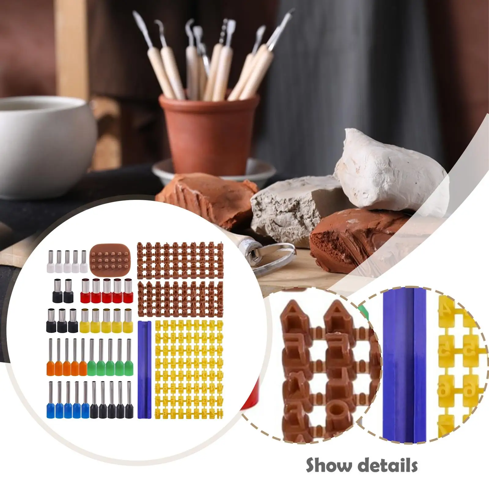 Letter Stamps for Clay Alphabet Model Accessories with Circle Cutters Clay Stamp Kit for Pottery Craft