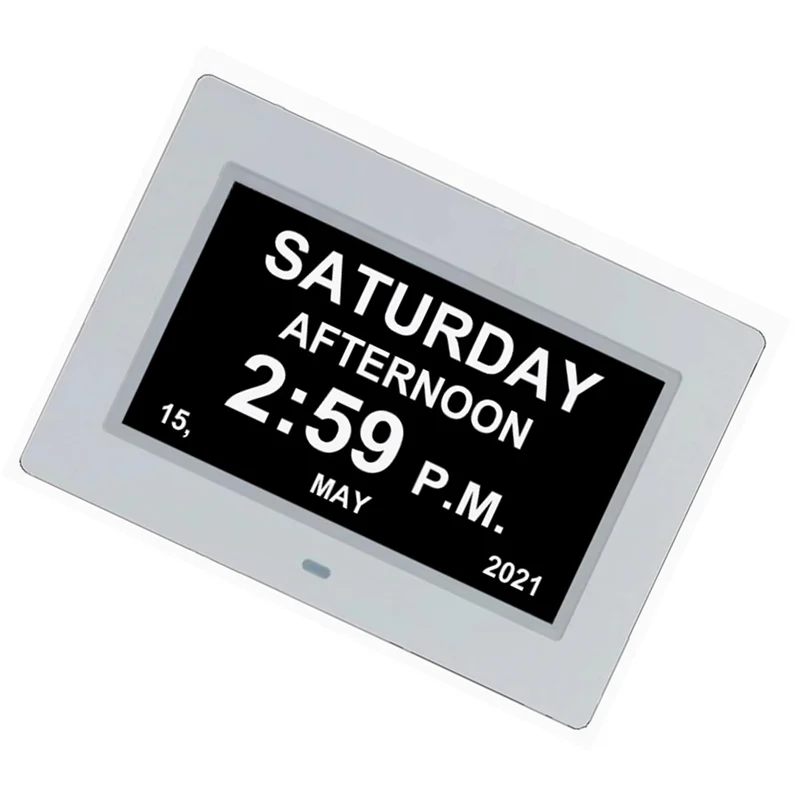 Excellent-7 Inch Digital Calendar Alarm Clock Photo Frame Media Player,Large Dementia Alzheimers Clock