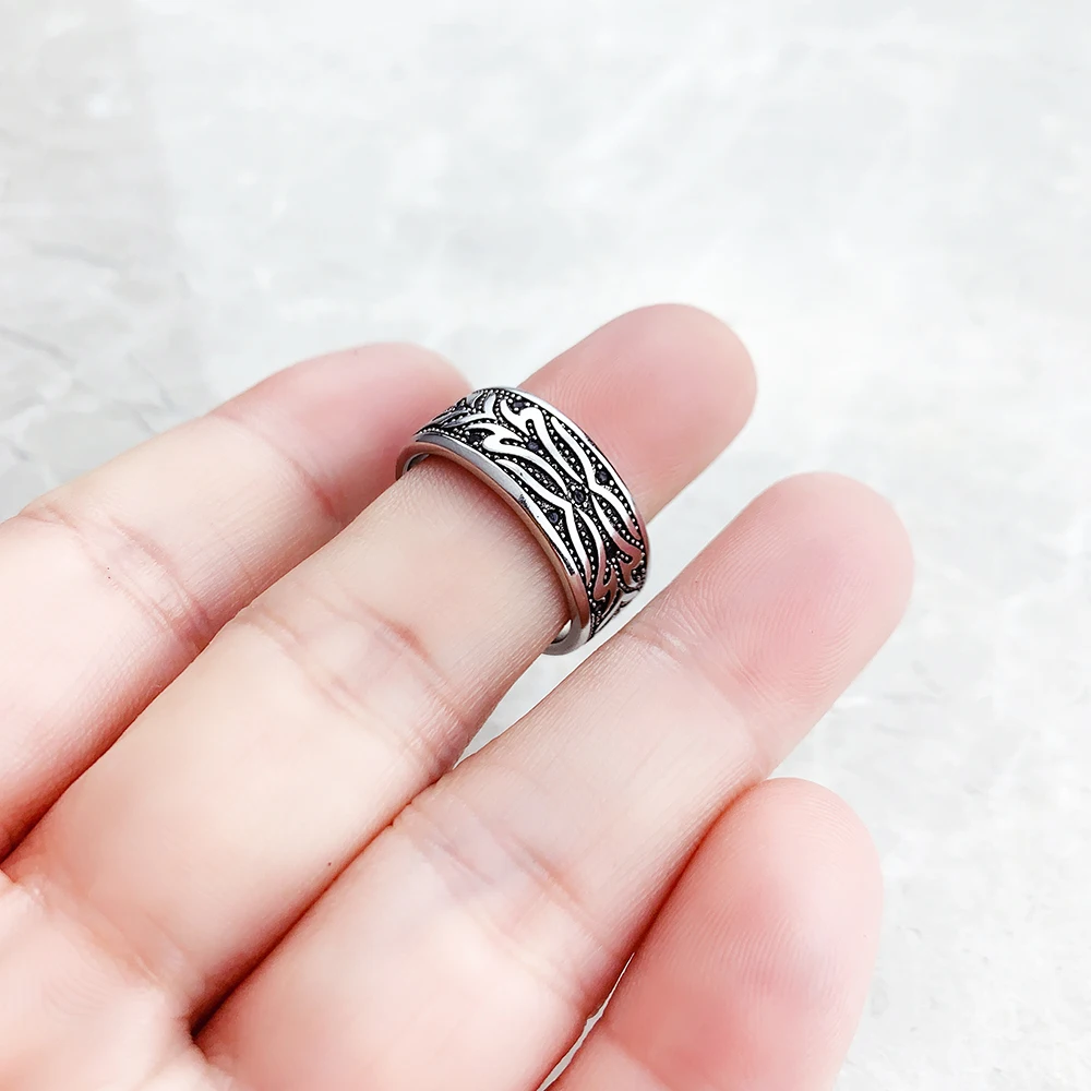 Rebellious Band Ring Black Tiger Pattern Fine Jewerly For Women Men Brand New Gift In 925 Sterling Silver