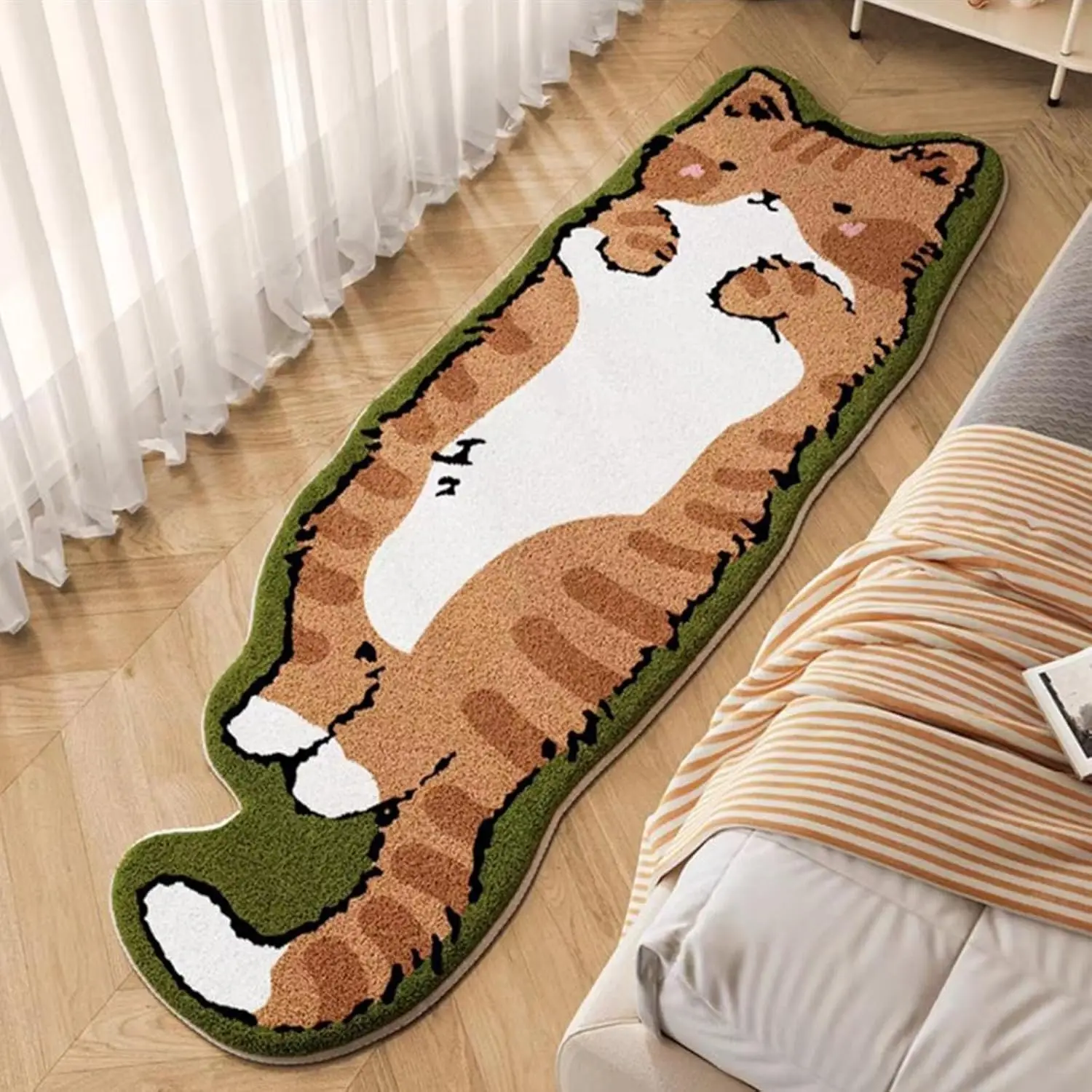 Cartoon Cat Patterned Carpet Home Decor. Provides Warmth For The Living Room And Bedroom Bedside. Non-Slip And Dirt-Proof