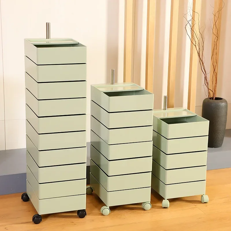 Simple rotating storage cabinet, removable pulley file storage box, plastic nail art storage, dressing table, finishing cabinet