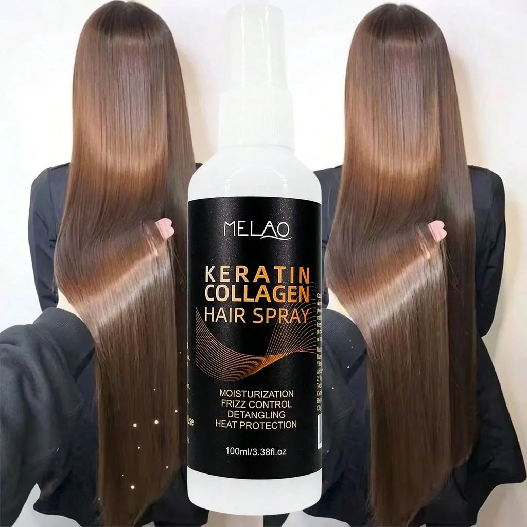 MELAO Collagen & Keratin Hair Spray - Repairing & Strengthening Leave-In Conditioner with Heat Protection for Damaged Hair
