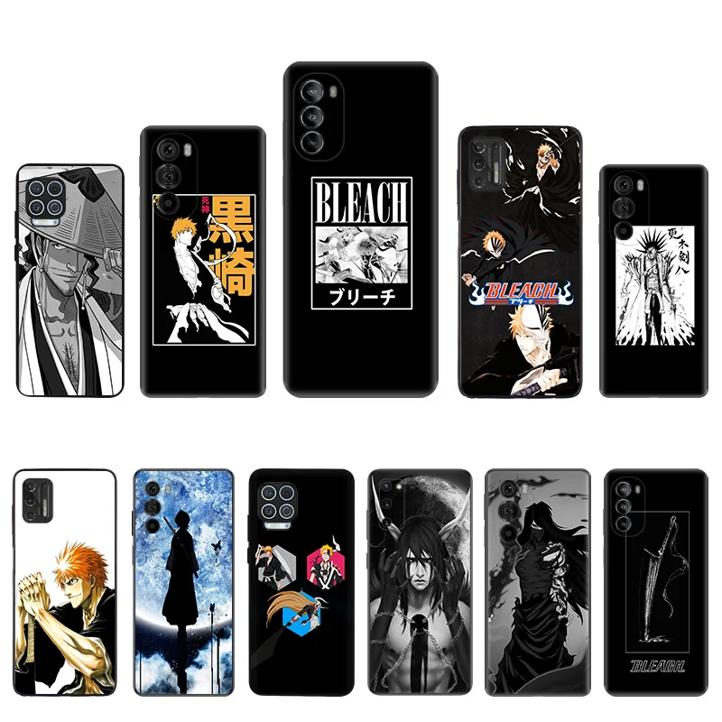 Black Soft Phone Case for Motorola G32 G50 G51 5G G60 G71 G22 G52 G72 G53 G73 G60S Moto G9 Power BLEACH Anime Rukia Cover