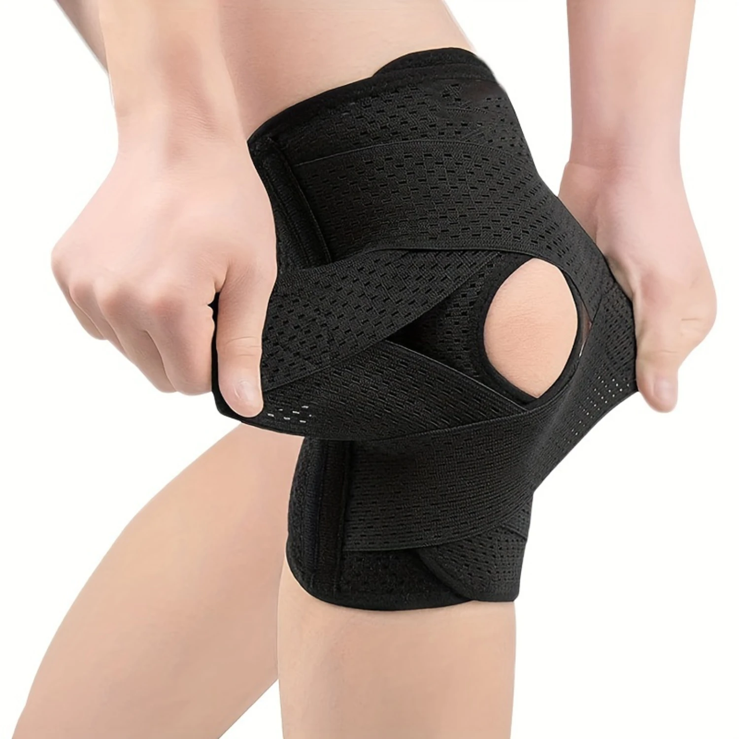 1pc Knee Brace For Meniscus Tear, Compression Knee Support With Side Stabilizers For Women And Men-Open Knee Compression Sleeve 