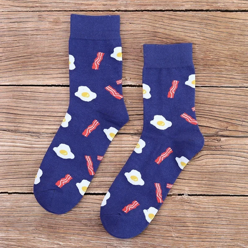 Men's and Women's Socks, Fried Egg Cartoon Pattern, Couple Sock Jacquard Couple Socks Beer Socks