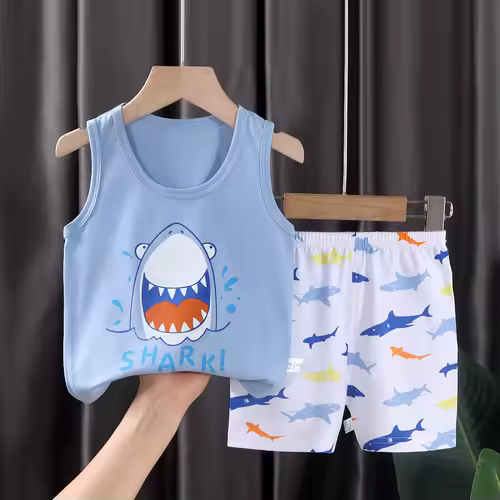 2PCS Children Clothing Vest Suit Children's Sets Summer Cotton T-Shirts Shorts Boys Girls Sleeveless Kids Clothes for baby - Image 11