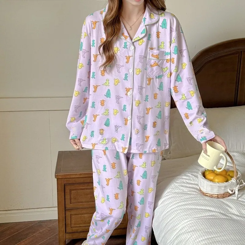 

Women's Cloud Print Cotton Sleepwear Long-Sleeved Sweet Cute Style Spring Summer Set Wearable Outdoor Home Clothes，Comfortable