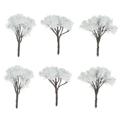 10pcs/lot Artificial White Flower Trees 65mm Scenery Model Bushes Plants DIY Railroad Diorama Micro Landscape Fairy Garden Decor