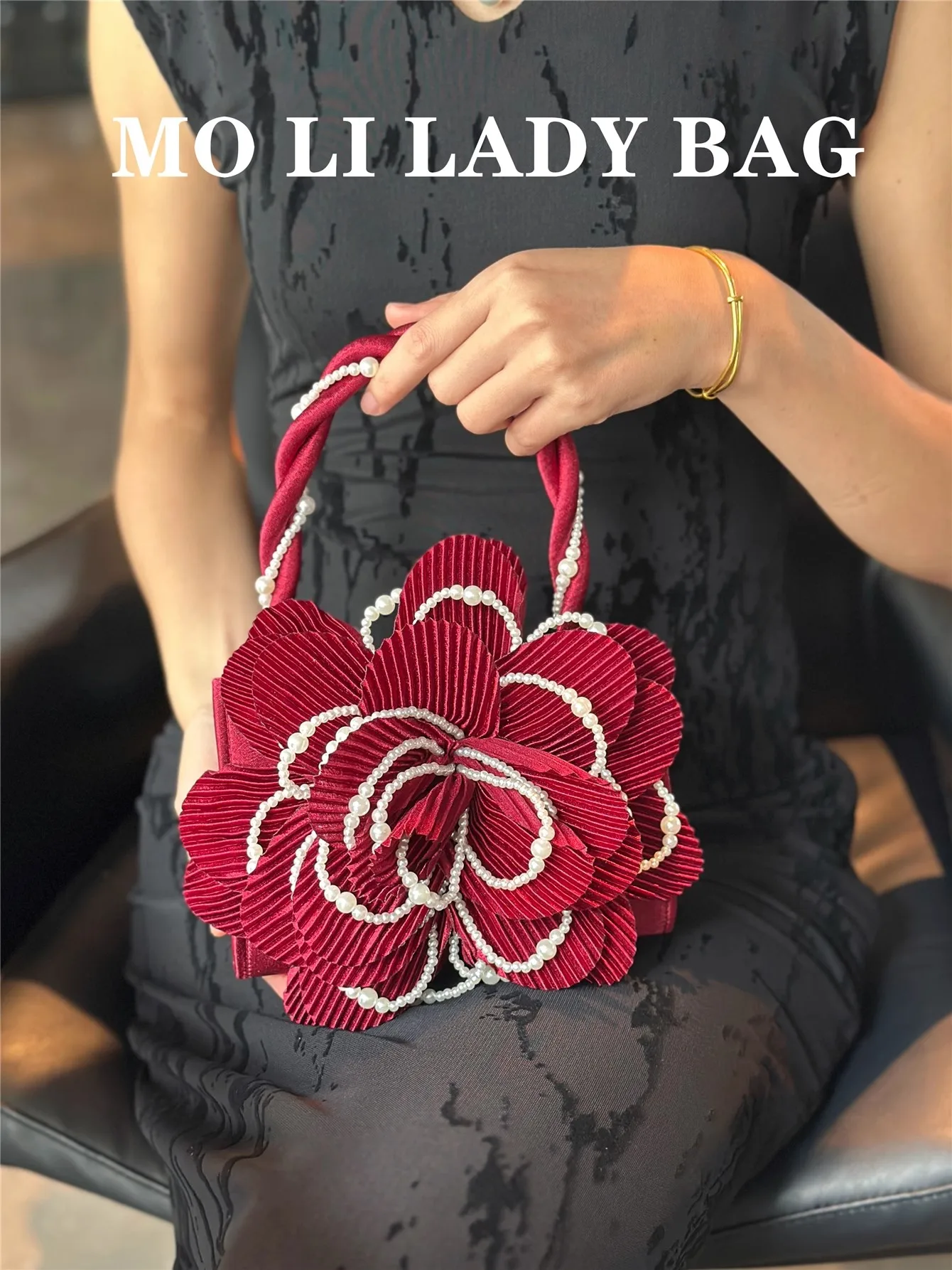 

Luxury Fashion Satin Appliques Floral Banquet Bag Wedding Party Clutch Purse Beads Beading Handmade Women Handbag Shoulder Bag