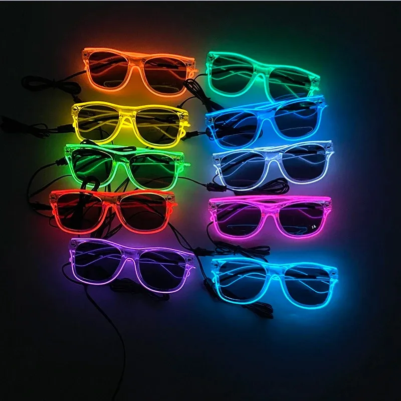 2024 New Cool Glowing Decor Neon Light Glasses With LED Luminous Party Sunglasses Flashing Lighting Up For Dancing Music Party