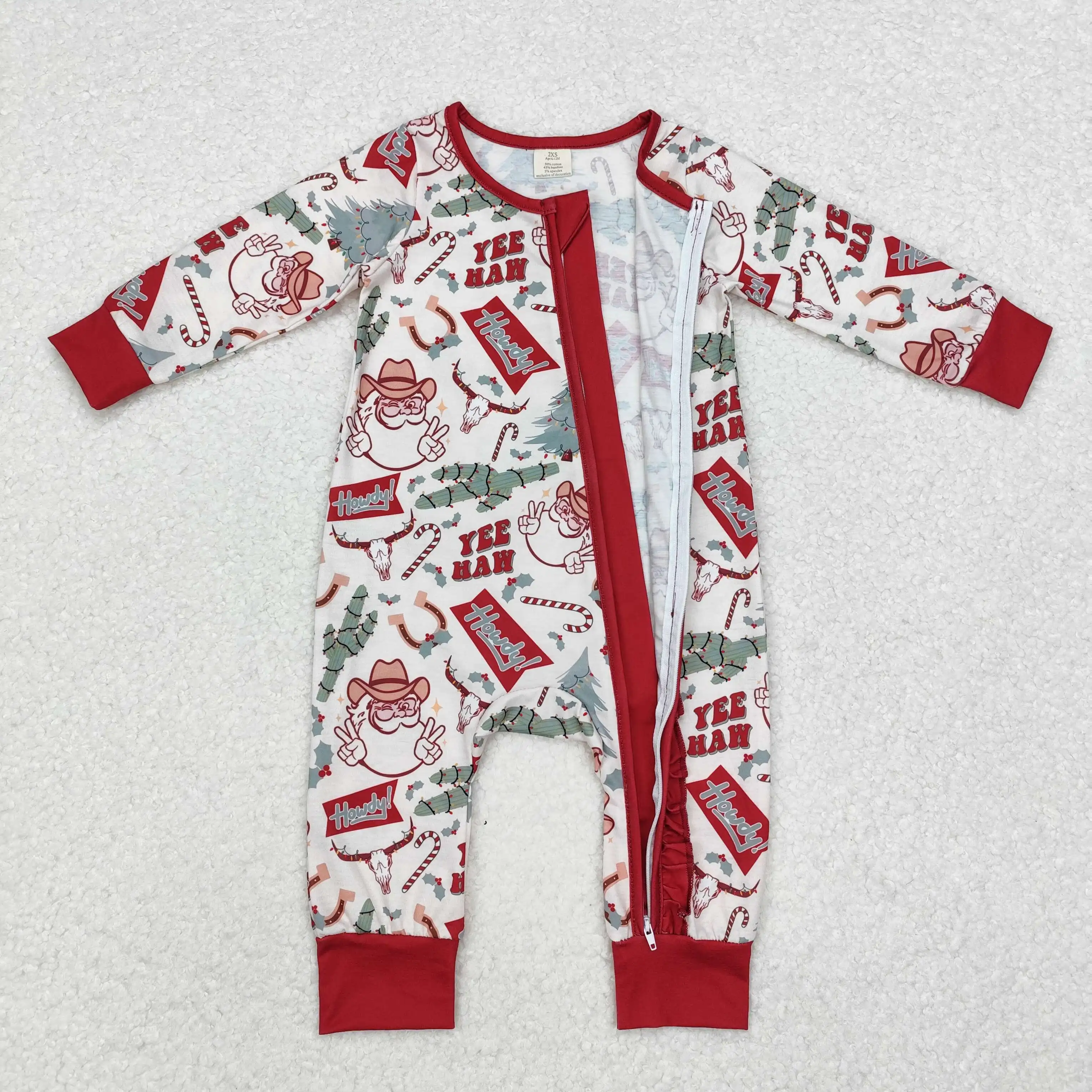 Wholesale Newborn RTS Baby Girl Western Clothing Long Sleeves Jumpsuit Kids Children Toddler Spring Fall One-piece Zipper Romper