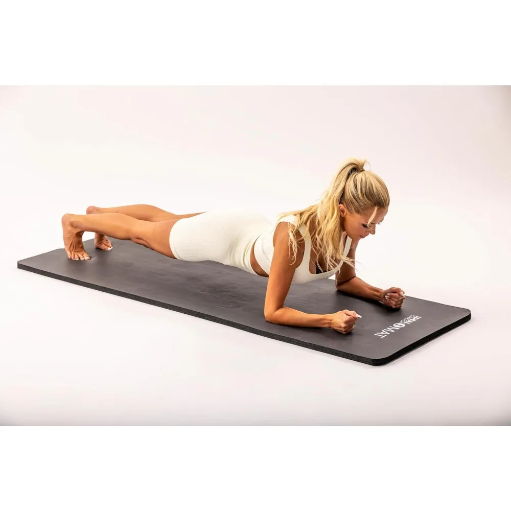 بساط يوجا وبيلاتيس NBR سميك صديق للبيئة مقاس 1 بوصة - بساط تمرين غير قابل للانزلاق لليوجا والبيلاتيس والتمدد وتدريبات اللياقة البدنية #4