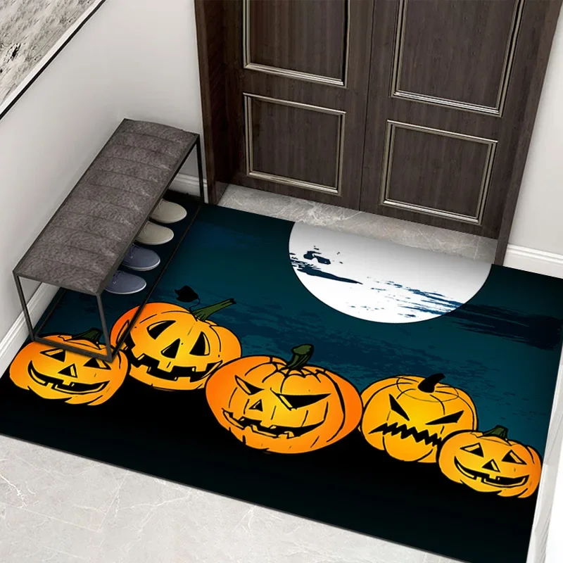 New 2024 Halloween Clowns Decorative Carpet 3D Visual Three-dimensional Floor Mats Entryway Entry Skull Pumpkin Foot Pads Rugs