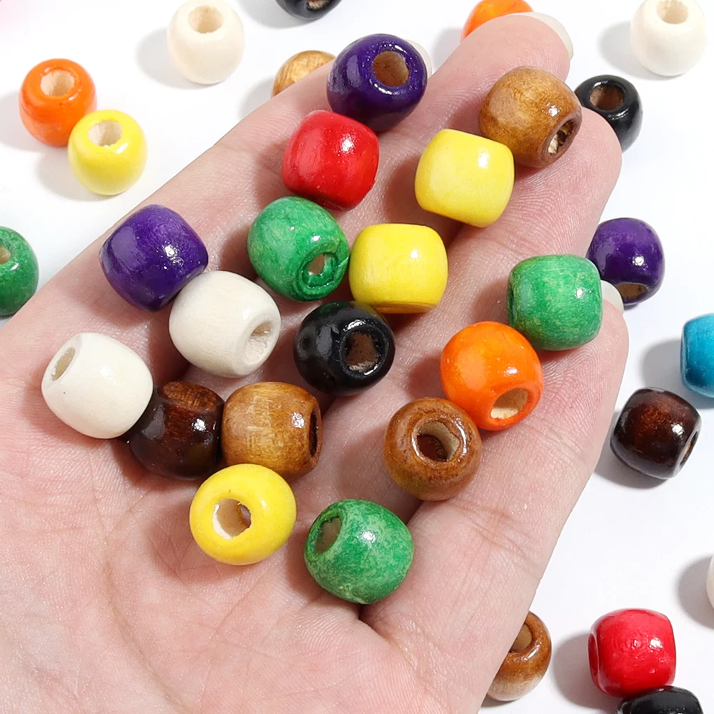 50/100pcs Maple Wood Beads Color Barrel Shape Large Hole Spacer Bead for Jewelry Making DIY Bracelet Necklace Charms Accessories