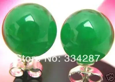 

AAA Green Perfect Round 10mm Quartzite stone earring & Tibetan　stud