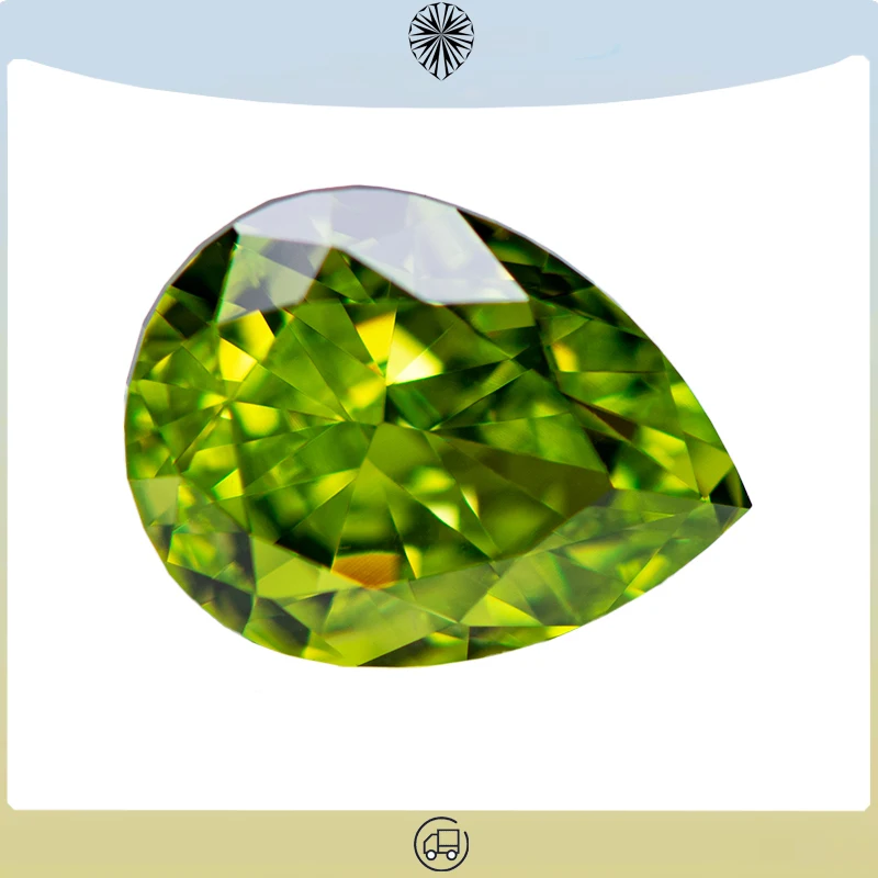 

Cubic Zirconia Crushed Ice Cut Apple Green Color Pear Shape Charms Beads for Jewelry Making Necklace Materials No Certificate