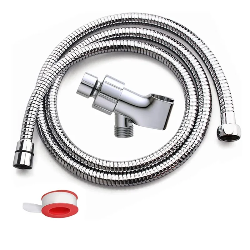 

Шланг для душа 79 дюймов, регулируемый держатель и душевой шланг из нержавеющей стали для ручной душевой лейки, хромированный