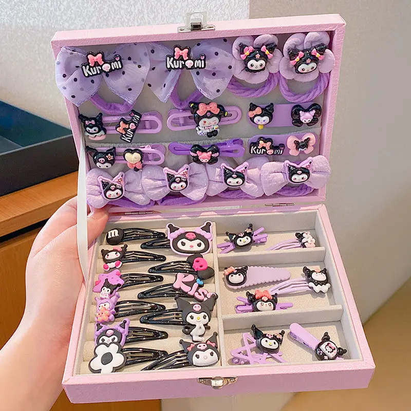 

Sanrio Children's Jewelry Box Kuromi Kitty Girl's Hair Clips Headdress Hair Accessories Set Baby Hair Accessories Birthday Gift