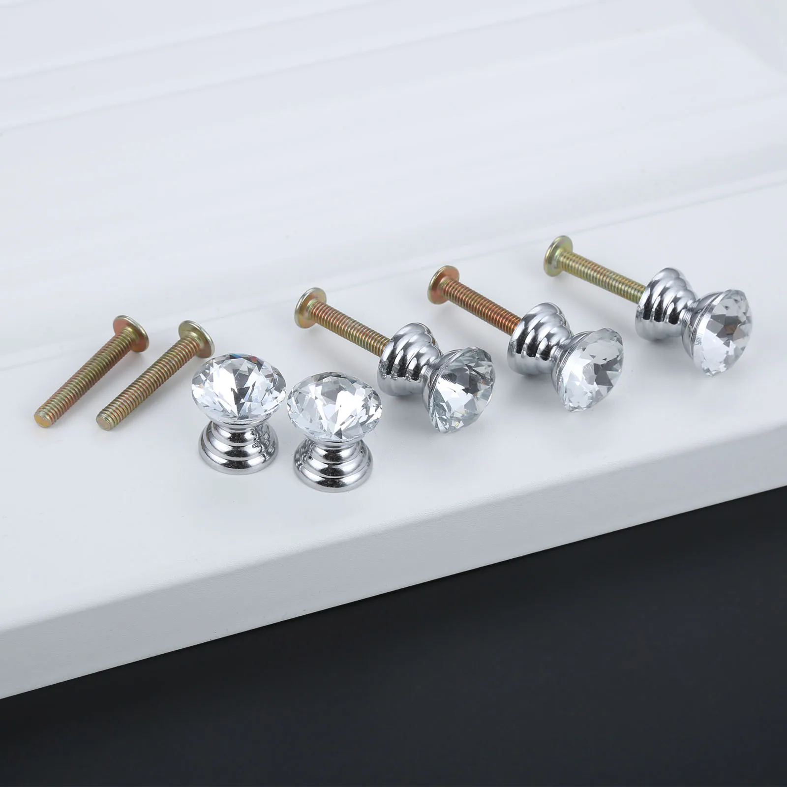 5 Pcs 12/16/18mm Clear Crystal Glass Jewelry Gift Box Drawer Knobs Furniture Hardware Cabinet Cupboard Dresser Door Pulls Handle