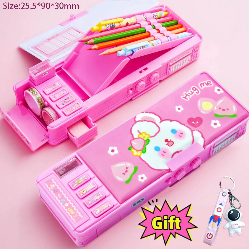 Transforming Password Lock Automatic Multifunctional Female Pencil Case Children's Stationery Box Pencil Case School Student