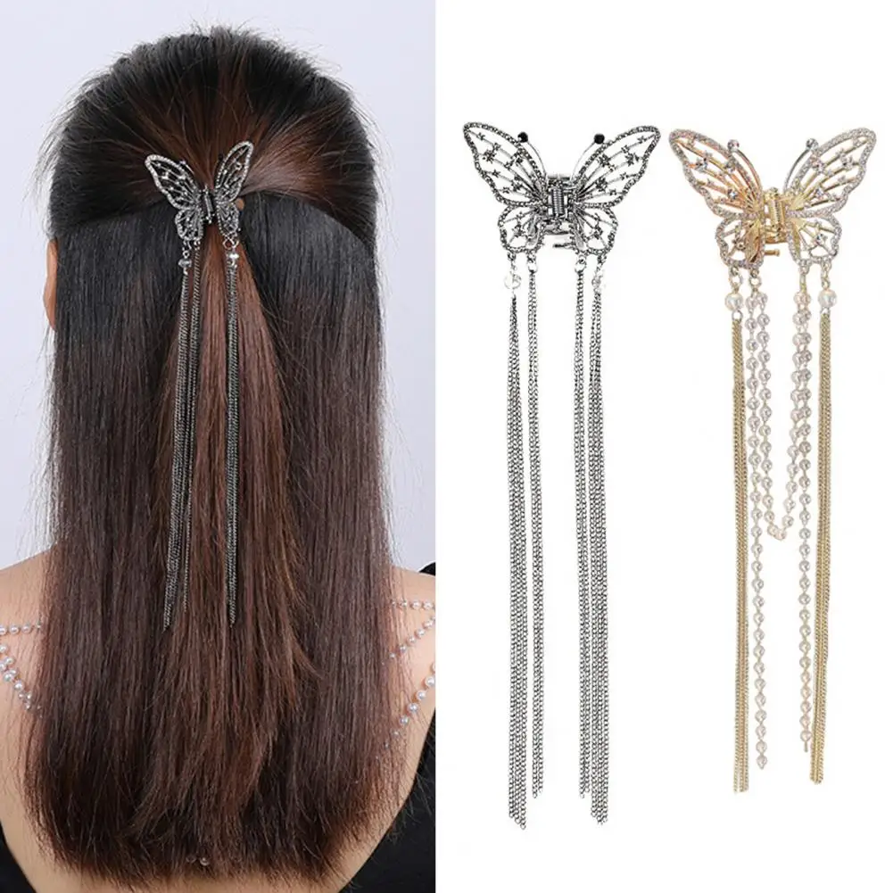 Stylish Women Hair Clip Elastic Spring Women Hair Gripper Long Tassel Anti-slip Bride Lady Hair Claw  Hair Decoration