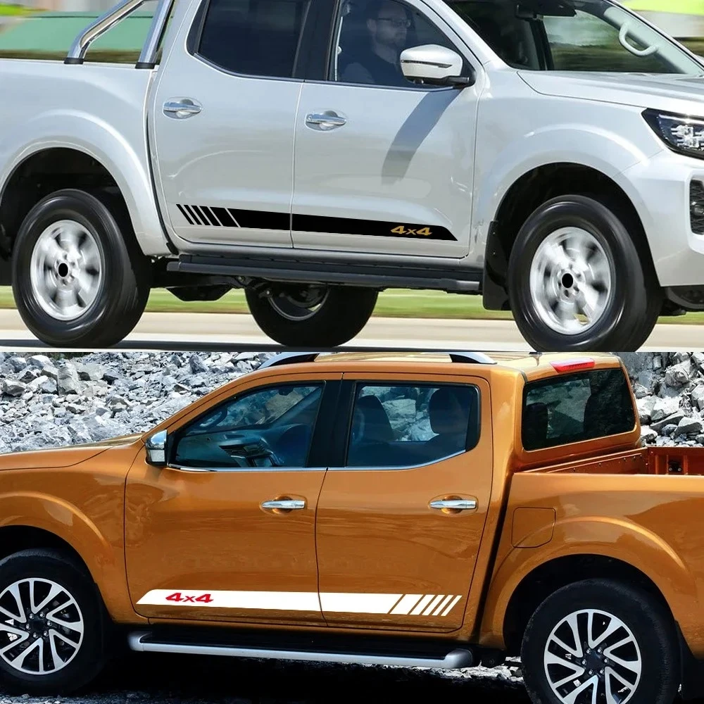 

2PCS 4X4 Racing Sport Stripes Waterproof Car Door Side Skirt Sticker Vinyl Decal For Nissan Navara Tuning Decoration Accessories