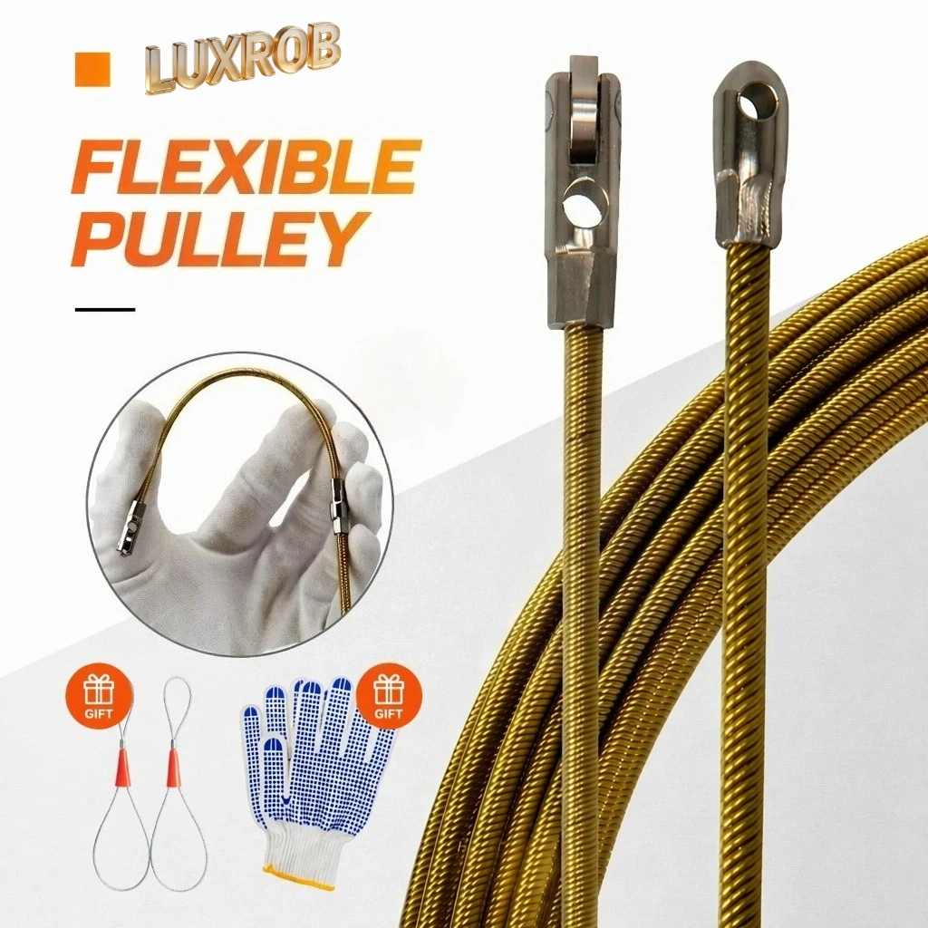 Cable Lock Flexible - 5-50M 4mm Flexibler Kabelzieher 3-Schicht-Stahldraht-Einziehwerkzeug für