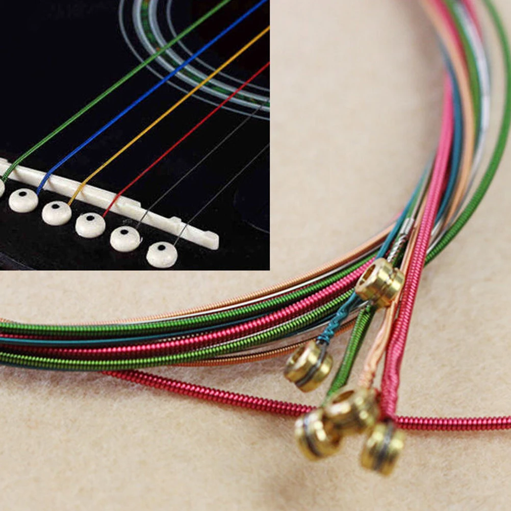 4-6 Pcs/set Rainbow Colorful Guitar Strings E-A For Acoustic Folk Guitar Classic Guitar Supplies