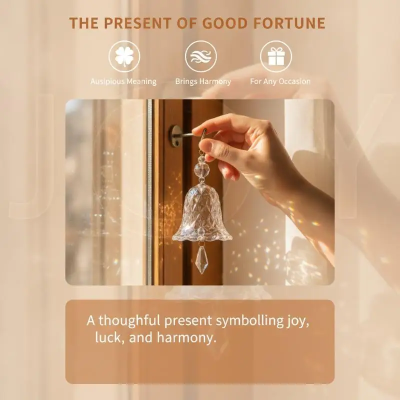 Crystal Glass Bell Wind Chime Prism Suncatcher Hanging Ornament Gift for Housewarming Christmas Wedding Decor